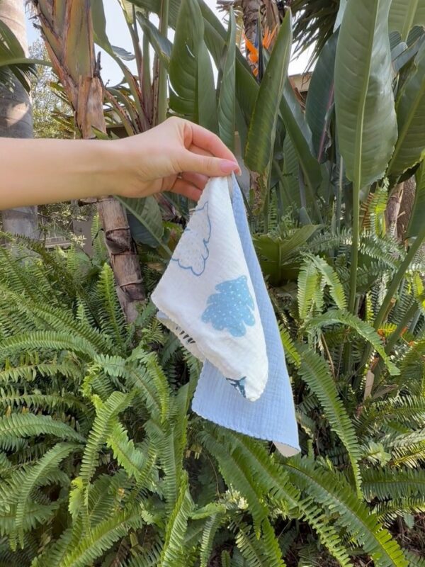 Blue TT M 2 Burp Cloth - Cotton Cloud Blue